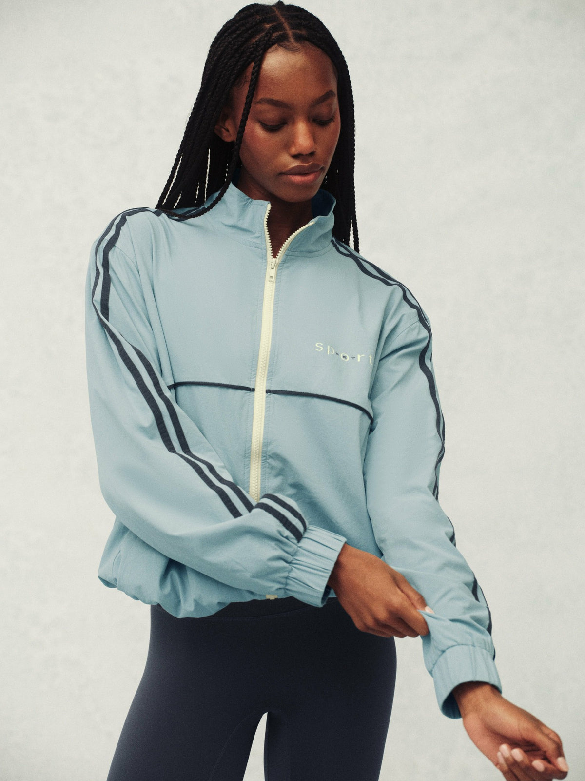 NYLON TRACK SEAM ZIP UP - WASHED | SET ACTIVE