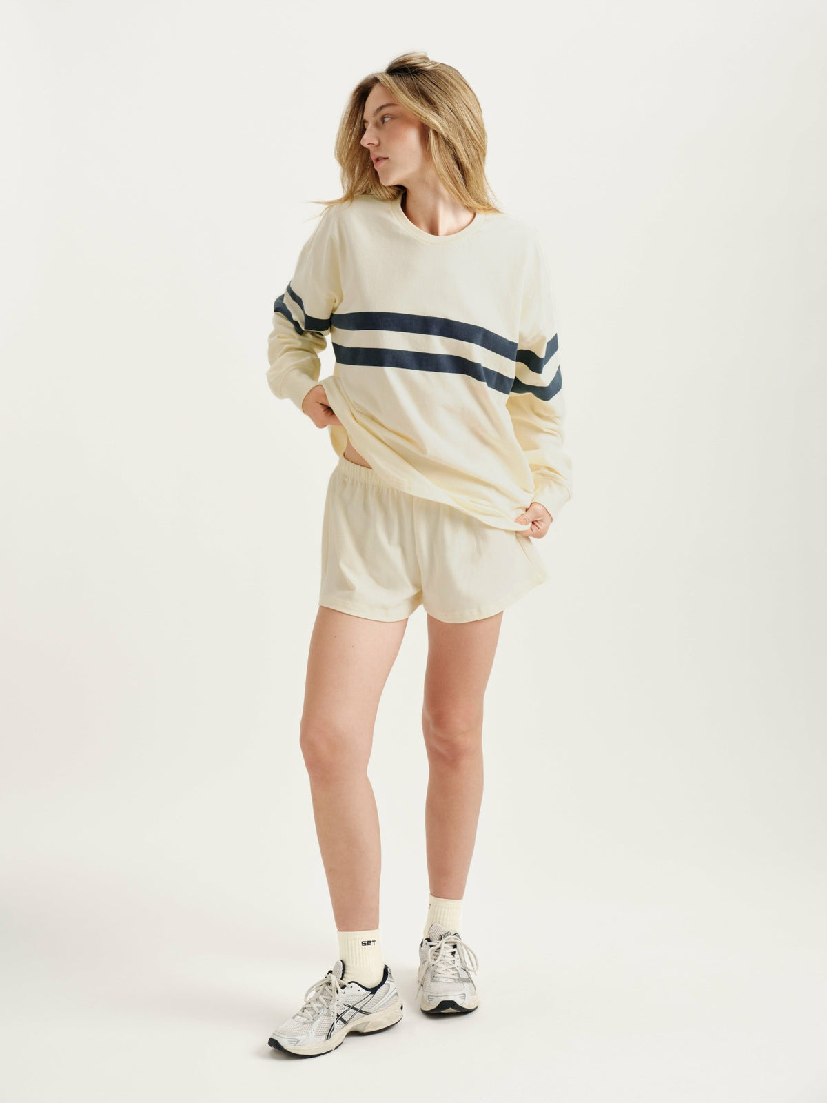 HEAVY COTTON EASY STRIPE LONG SLEEVE - WASHED | SET ACTIVE