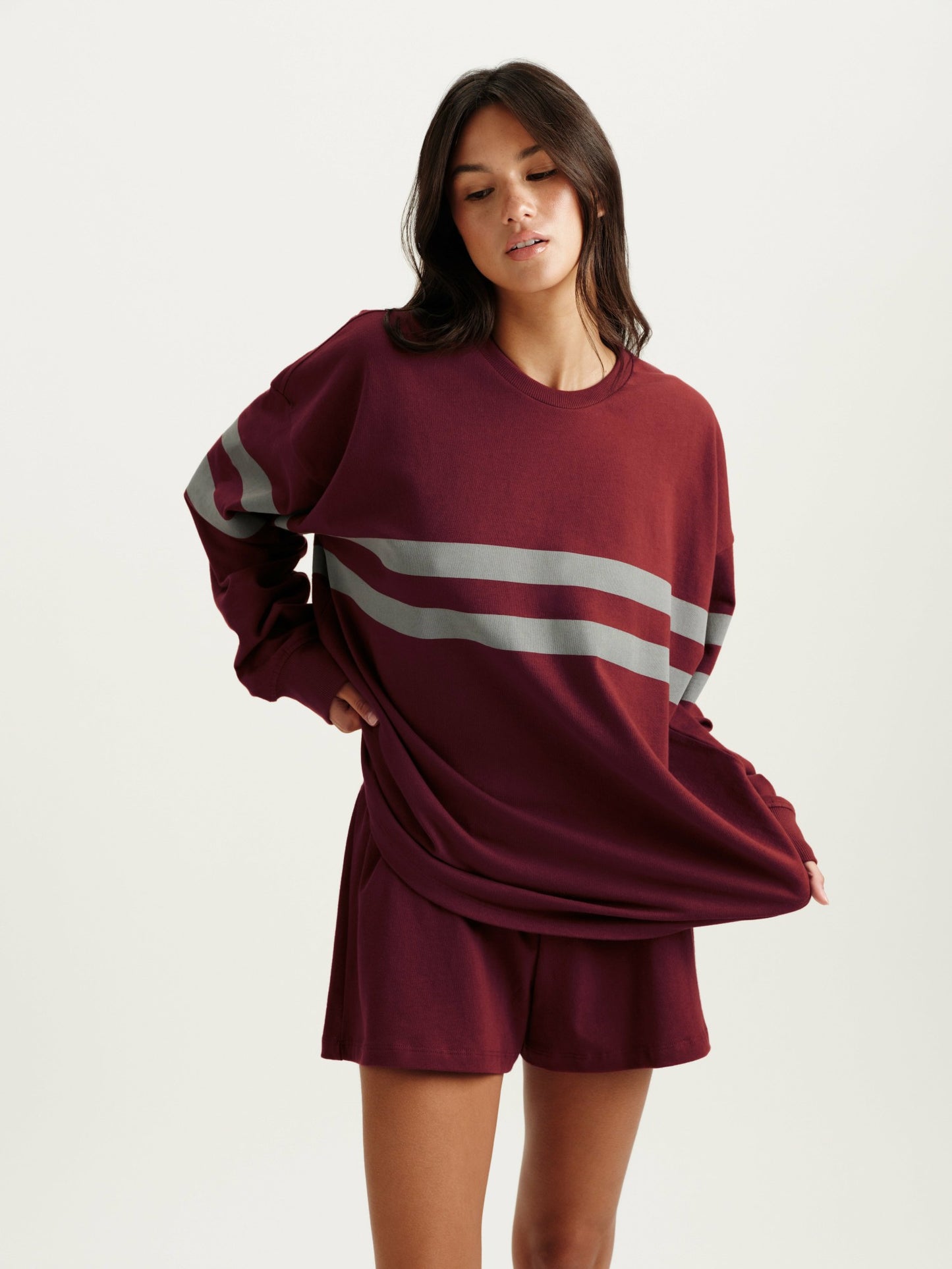 HEAVY COTTON EASY STRIPE LONG SLEEVE - SEPIA | SET ACTIVE