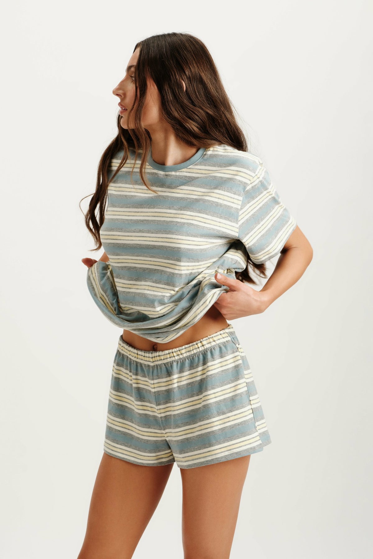 CLASSIC COTTON DAILY STRIPE BOYFRIEND TEE - CASSETTE | SET ACTIVE