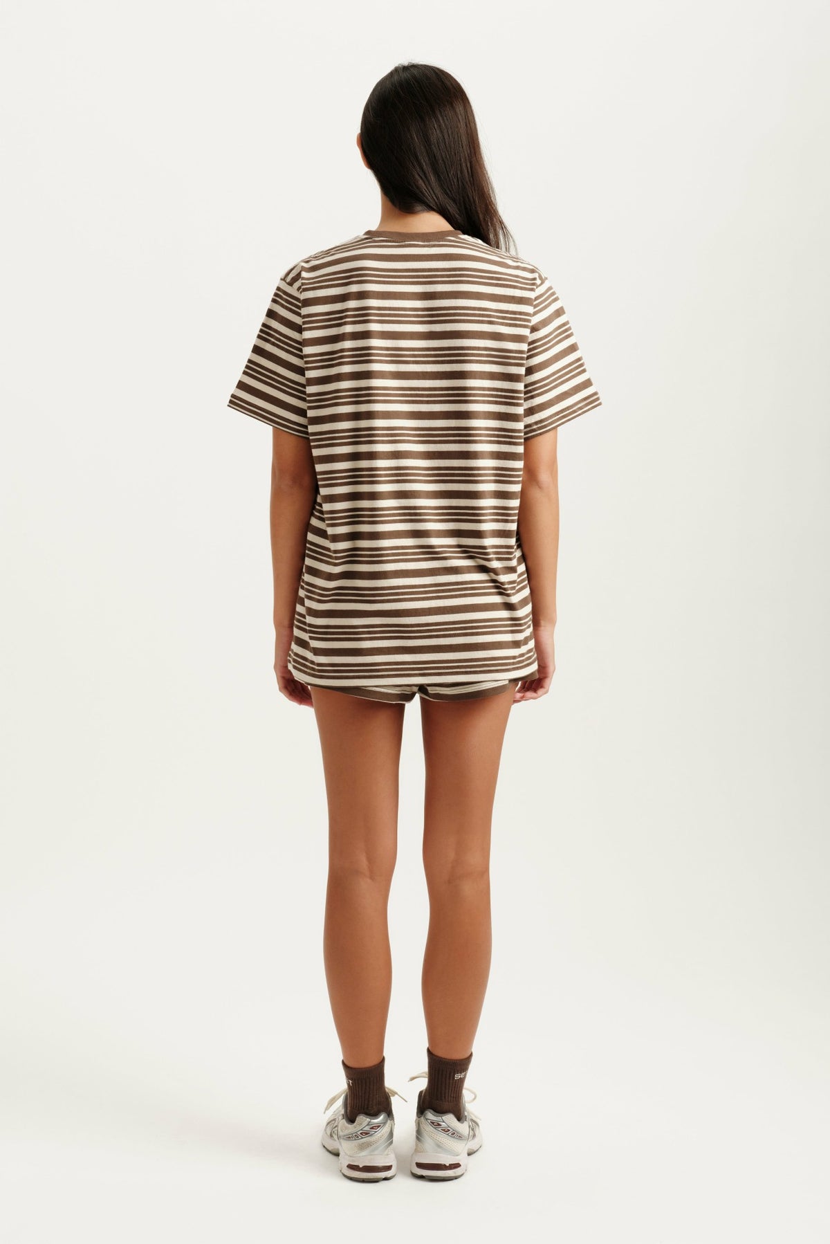CLASSIC COTTON DAILY STRIPE BOYFRIEND TEE - GRAIN | SET ACTIVE