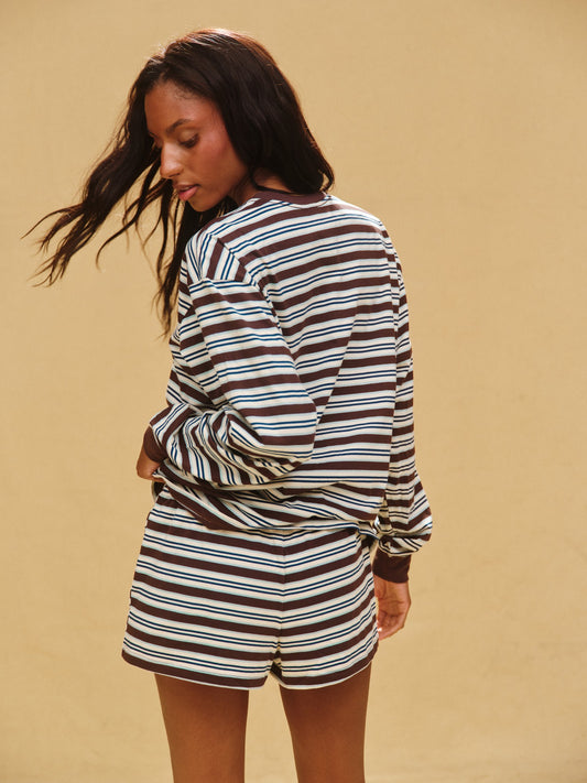 CLASSIC COTTON DAILY STRIPE CUFFED LONG SLEEVE - KONA | SET ACTIVE