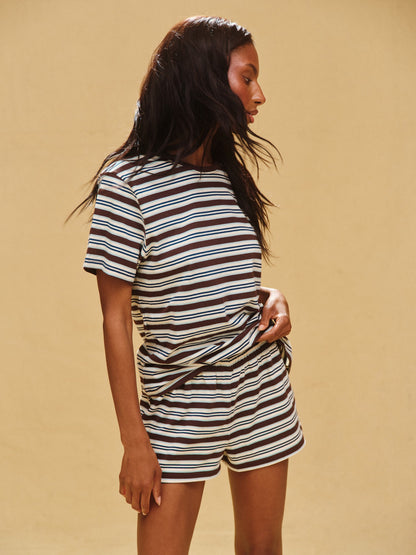 CLASSIC COTTON DAILY STRIPE BOYFRIEND TEE - KONA | SET ACTIVE