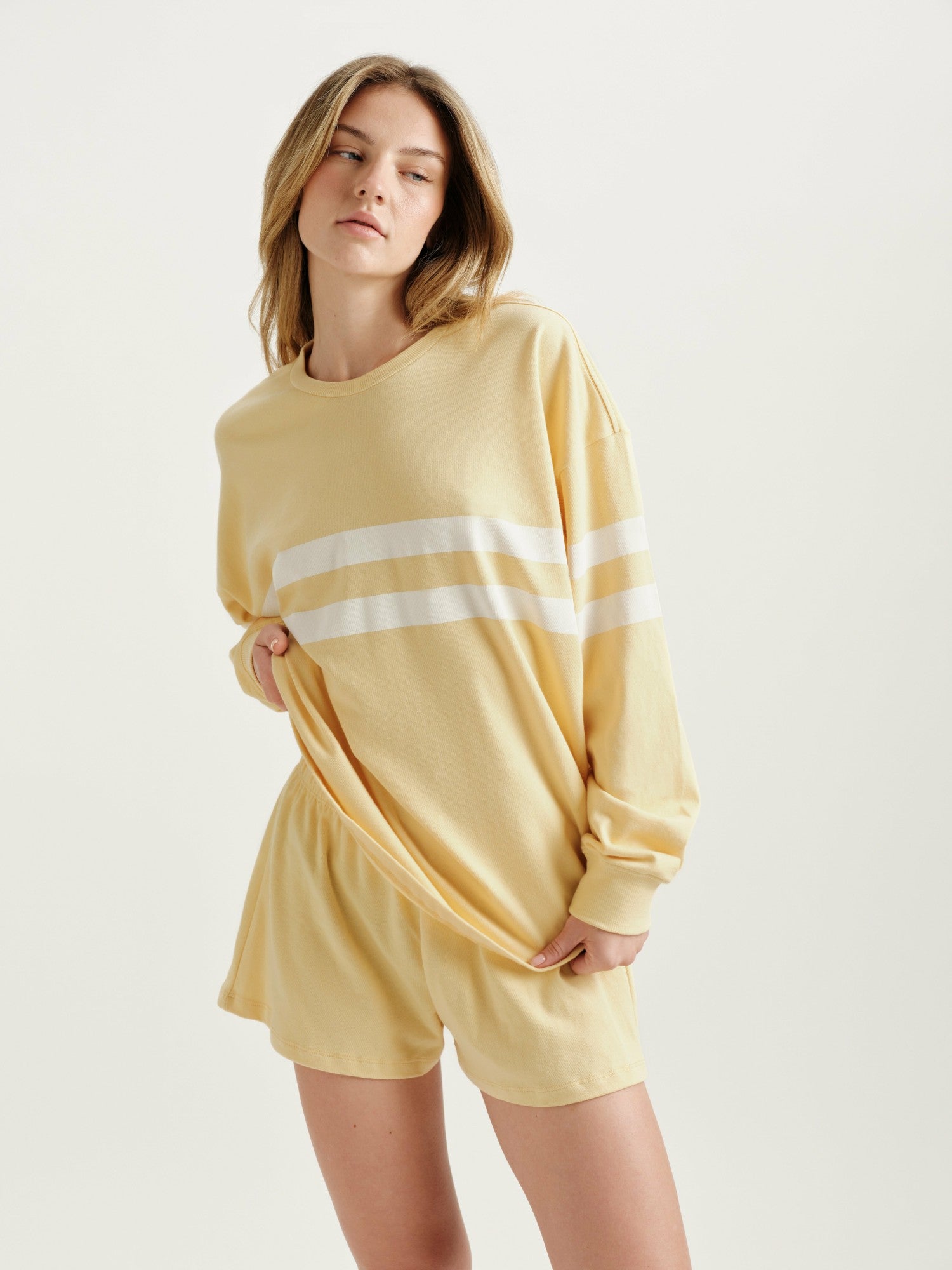 HEAVY COTTON EASY STRIPE LONG SLEEVE - BUTTER | SET ACTIVE