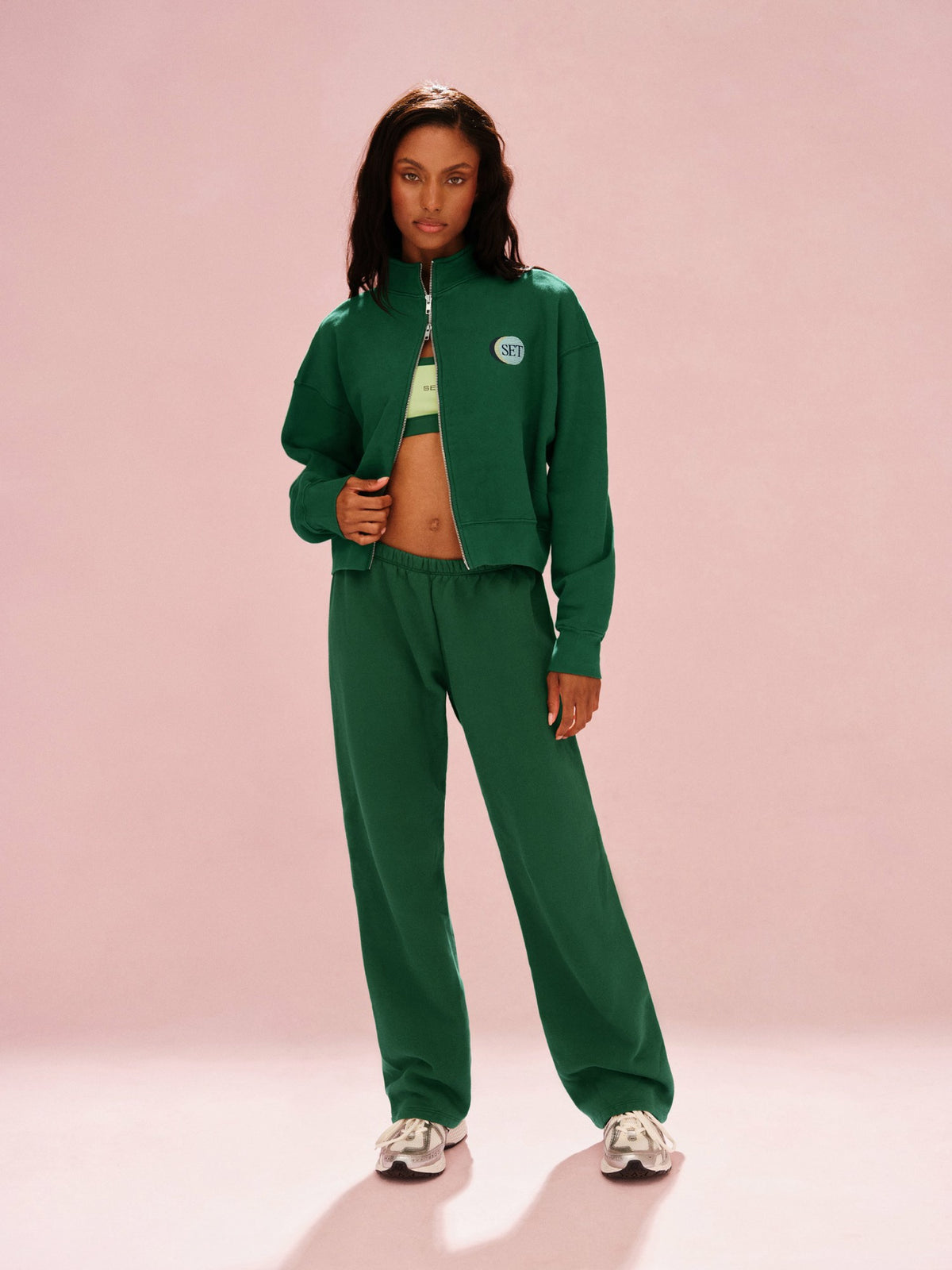 MIDWEIGHT SWEATS STAPLE SET FUNNEL ZIP - LAWN | SET ACTIVE