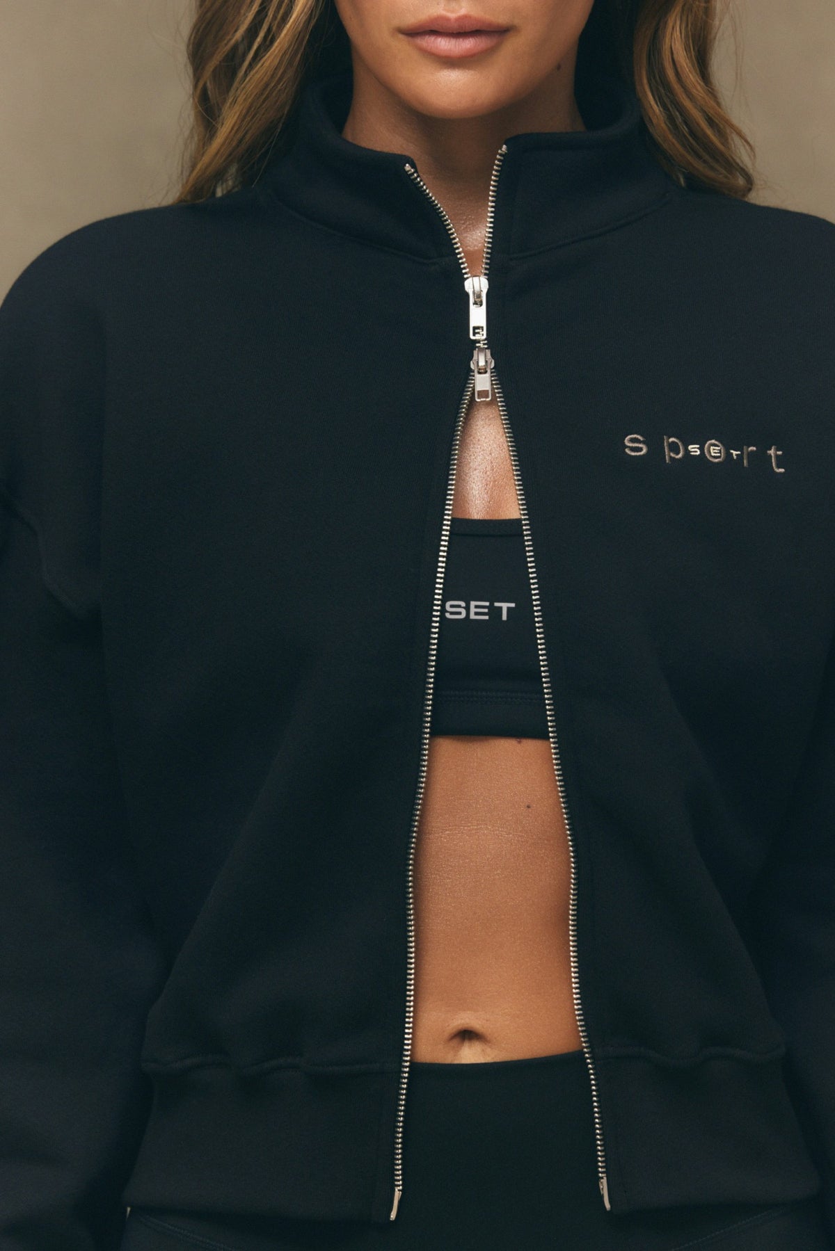 MIDWEIGHT SWEATS STAPLE SET SPORT FUNNEL ZIP - ONYX | SET ACTIVE