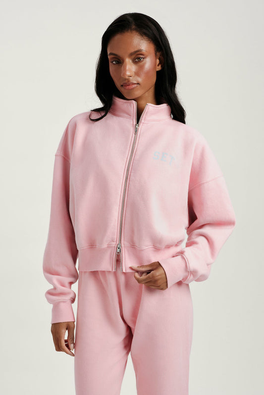MIDWEIGHT SWEATS STAPLE SET FUNNEL ZIP - BLUSH | SET ACTIVE