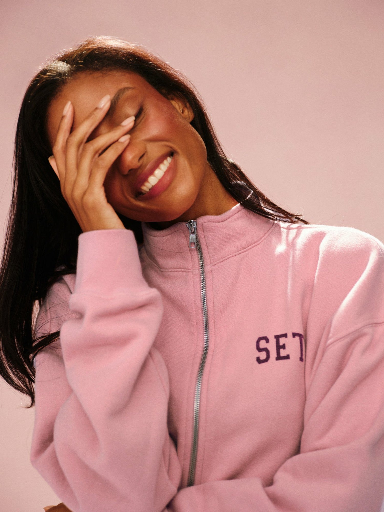 MIDWEIGHT SWEATS STAPLE SET FUNNEL ZIP - ROSEBUD | SET ACTIVE