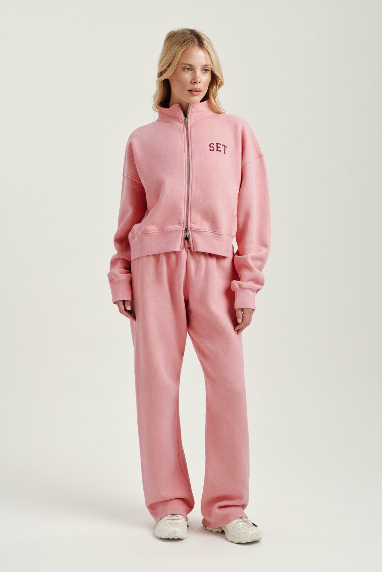 MIDWEIGHT SWEATS STAPLE SET FUNNEL ZIP - ROSEBUD | SET ACTIVE