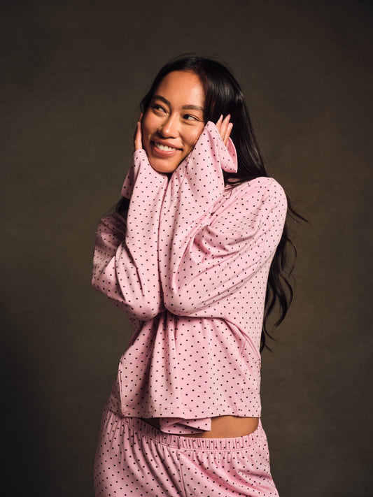 SLEEP JERSEY COMFORT POLKA DOT BOXY LONG SLEEVE - SWIRL | SET ACTIVE