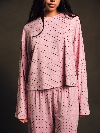 SLEEP JERSEY COMFORT POLKA DOT BOXY LONG SLEEVE - SWIRL | SET ACTIVE