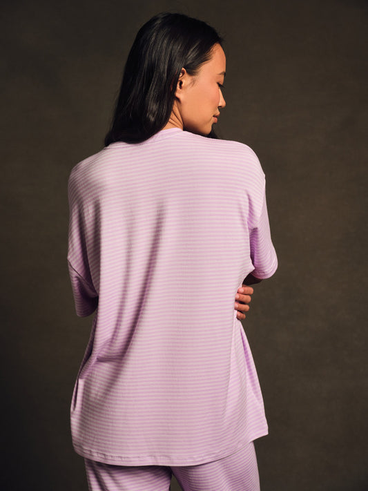 SLEEP JERSEY COMFORT STRIPE BOXY TEE - BUTTERCREAM | SET ACTIVE