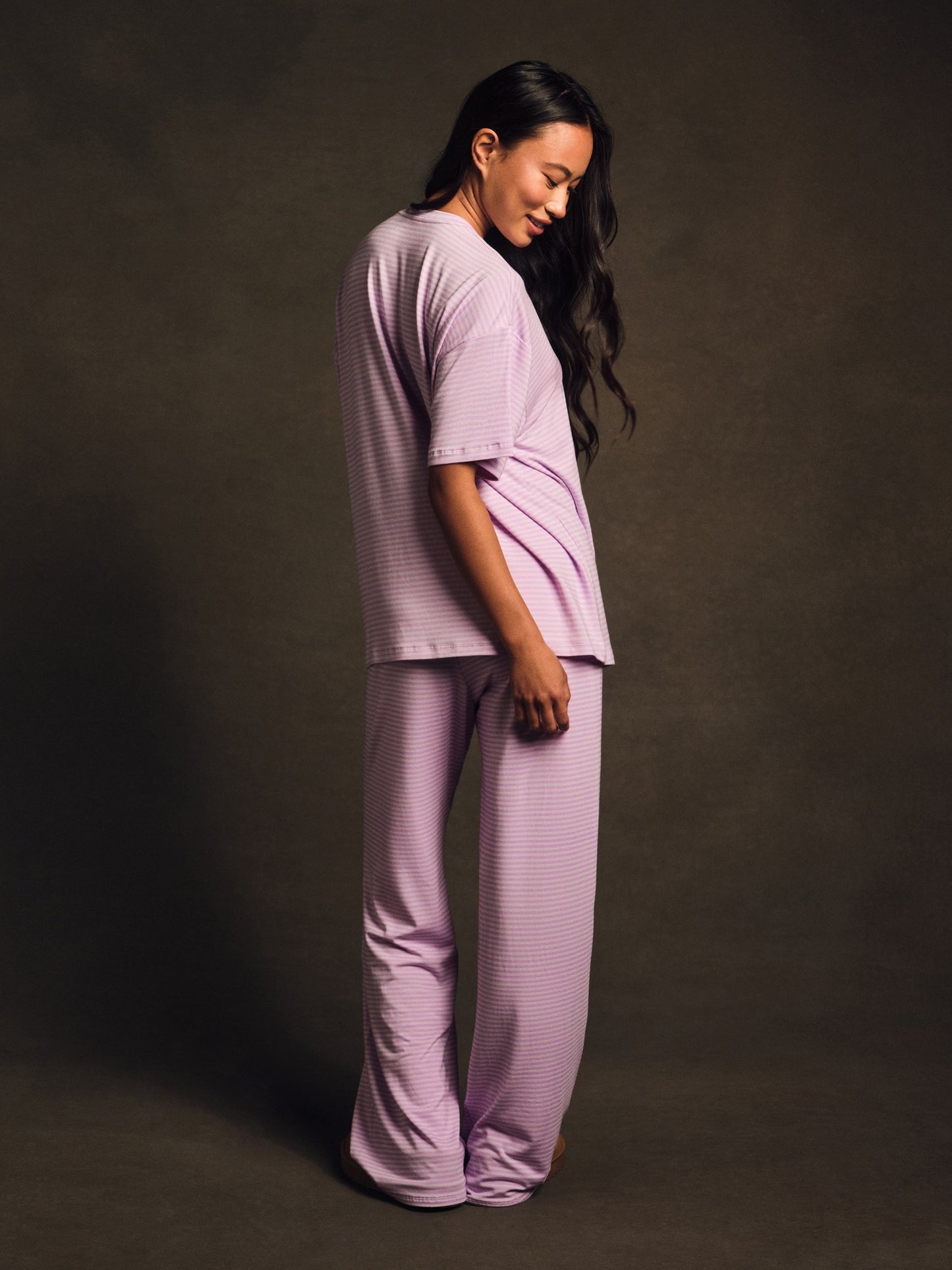 SLEEP JERSEY COMFORT STRIPE BOXY TEE - BUTTERCREAM | SET ACTIVE