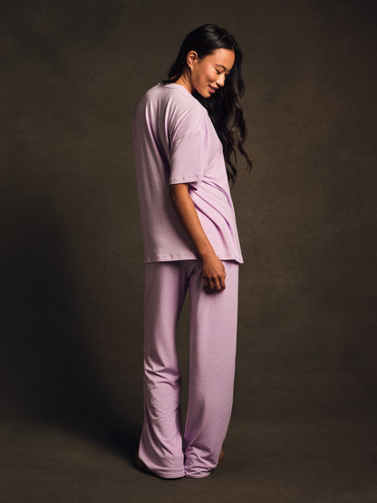 SLEEP JERSEY COMFORT STRIPE BOXY TEE - BUTTERCREAM | SET ACTIVE