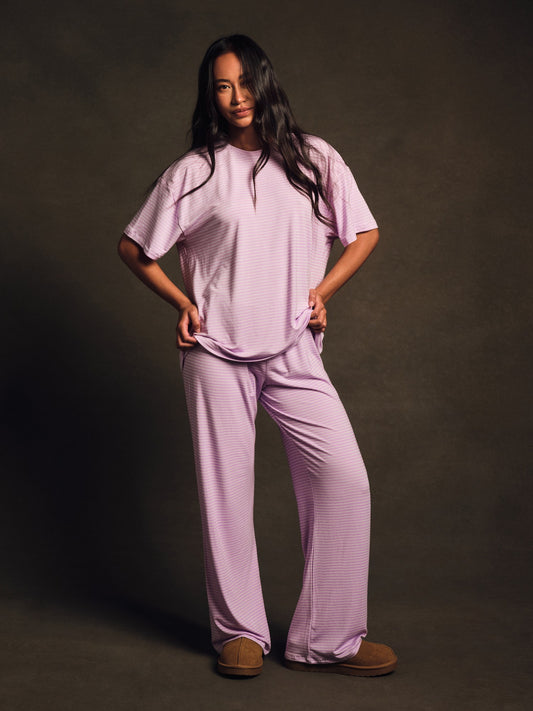 SLEEP JERSEY COMFORT STRIPE SLEEP PANTS - BUTTERCREAM | SET ACTIVE
