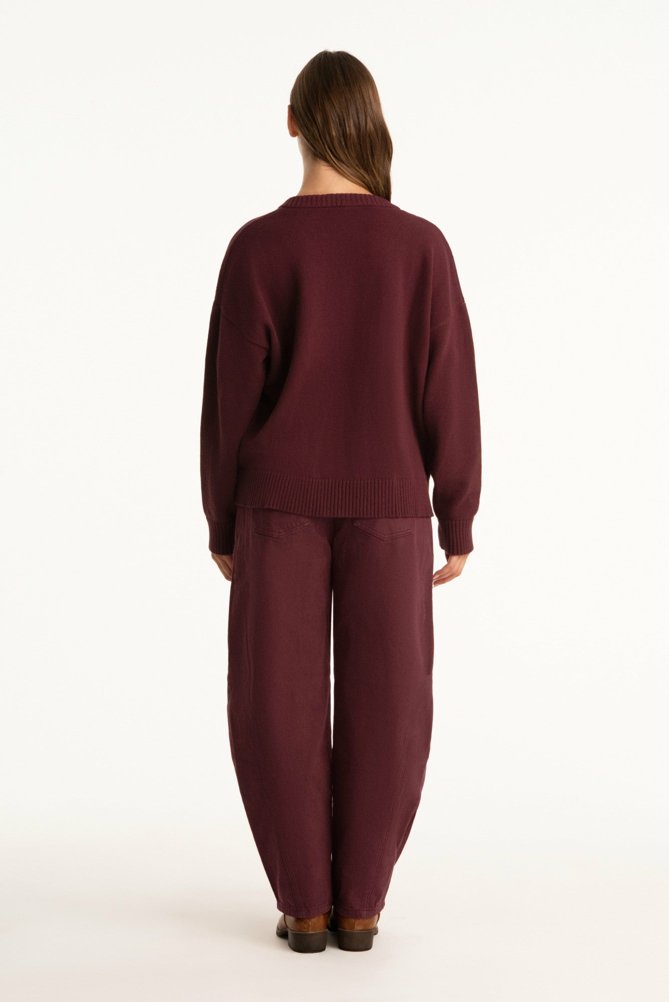 SET X PARKE COTTON V-NECK SWEATER - RHUBARB | SET ACTIVE