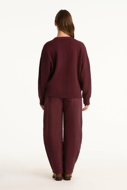 SET X PARKE COTTON V-NECK SWEATER - RHUBARB | SET ACTIVE