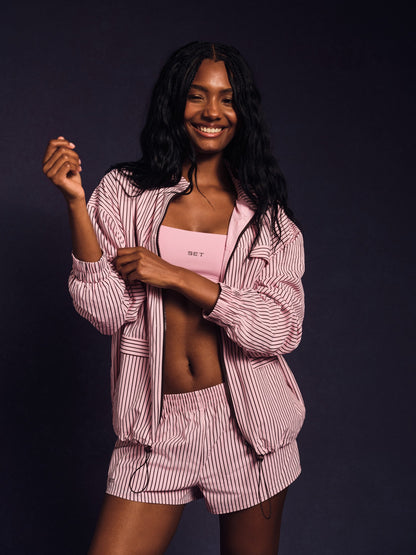 NYLON TRACK STRIPE LIFESTYLE ZIP UP - SWIRL | SET ACTIVE