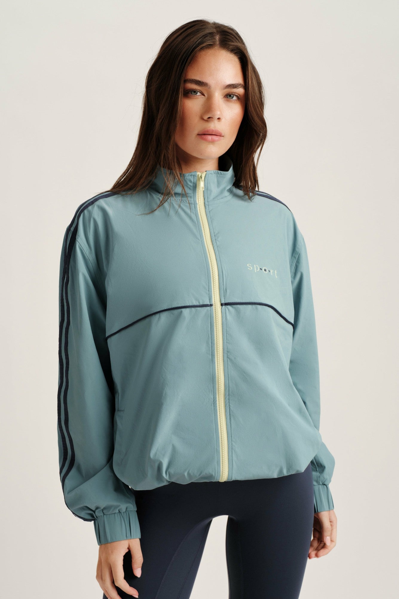 NYLON TRACK SEAM ZIP UP - WASHED | SET ACTIVE