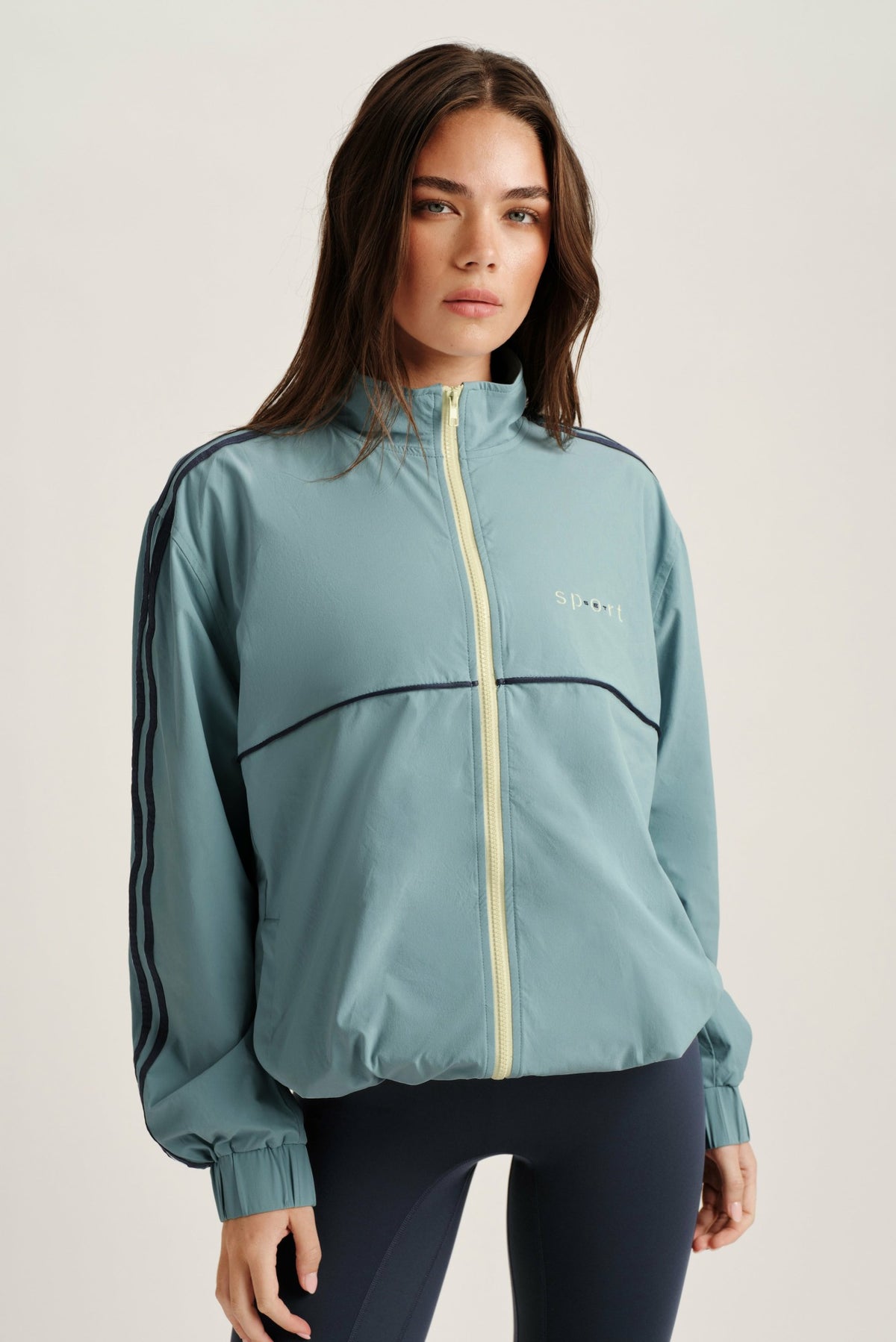NYLON TRACK SEAM ZIP UP - WASHED | SET ACTIVE