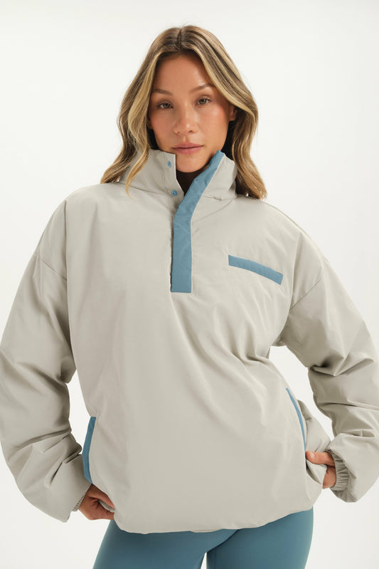 NYLON PUFF QUARTER SNAP JACKET - GLISTEN | SET ACTIVE