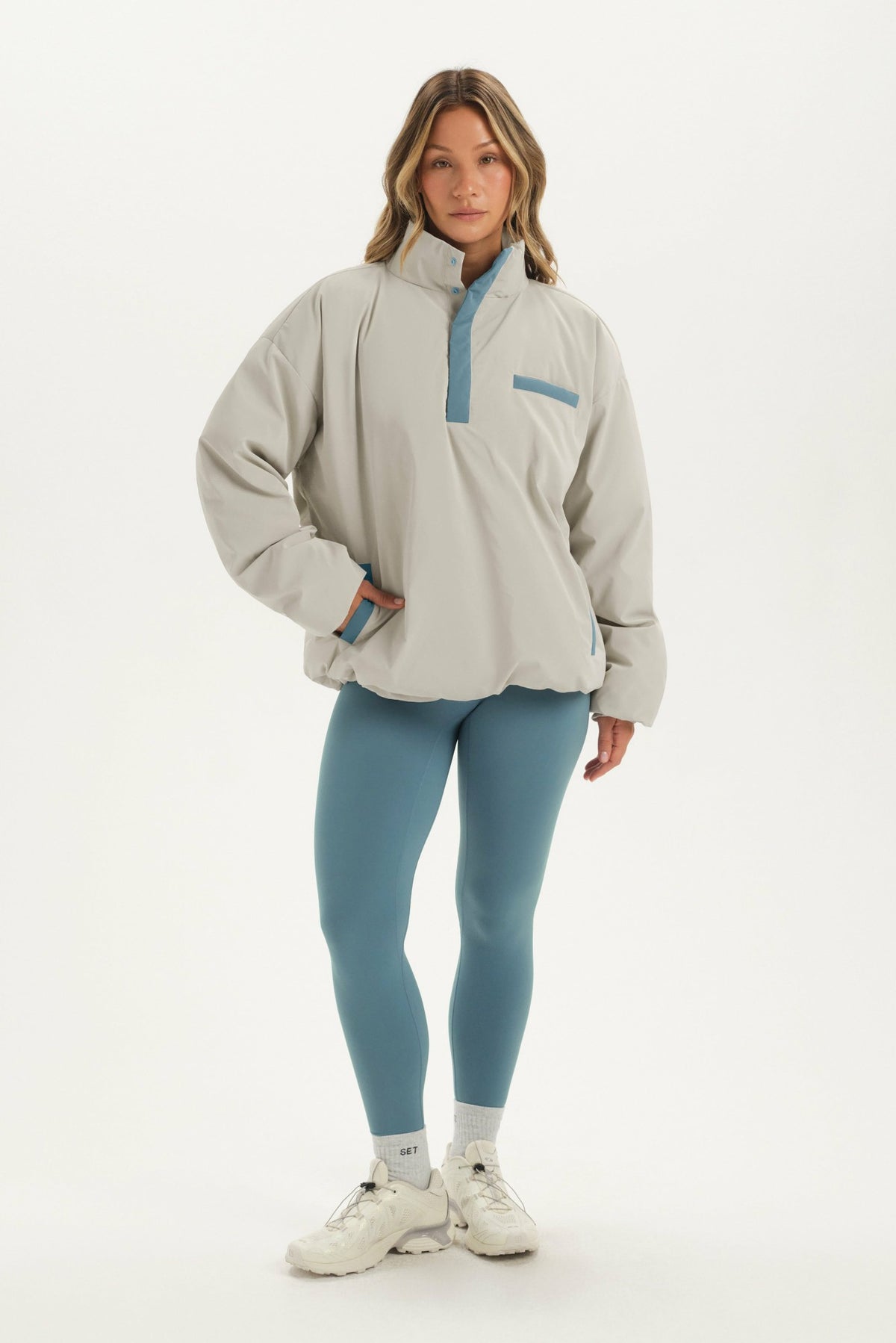 NYLON PUFF QUARTER SNAP JACKET - GLISTEN | SET ACTIVE