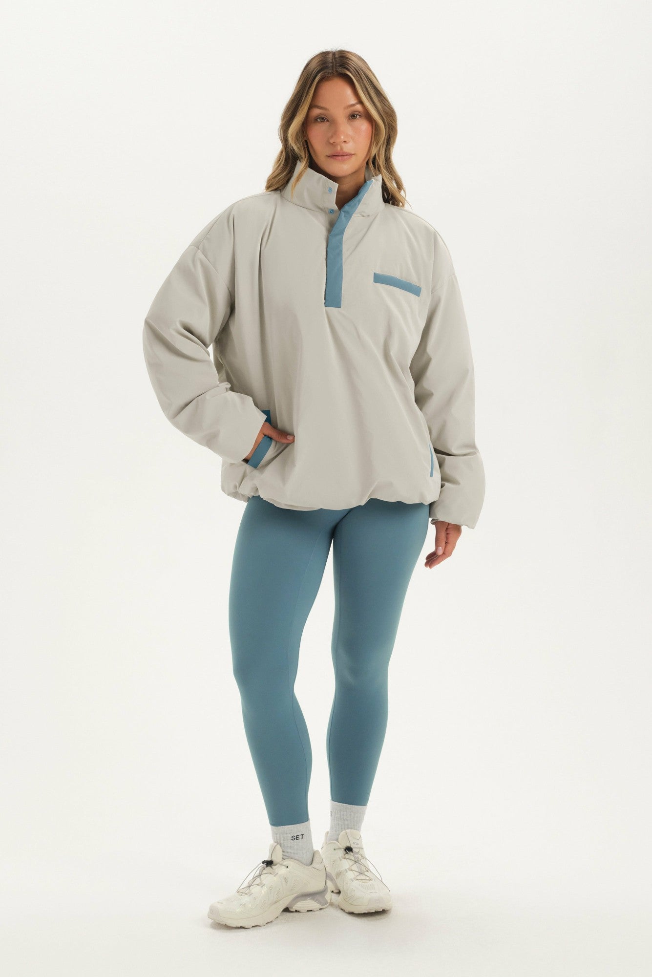 NYLON PUFF QUARTER SNAP JACKET - GLISTEN | SET ACTIVE