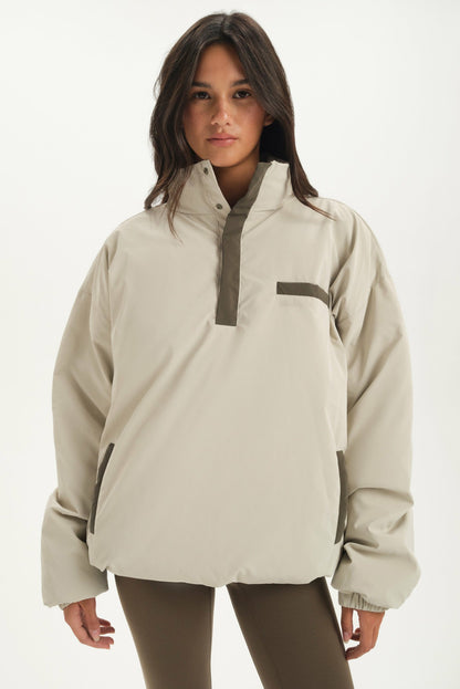 NYLON PUFF QUARTER SNAP JACKET - SPARROW | SET ACTIVE