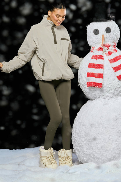 NYLON PUFF QUARTER SNAP JACKET - SPARROW | SET ACTIVE