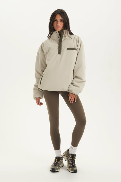 NYLON PUFF QUARTER SNAP JACKET - SPARROW | SET ACTIVE