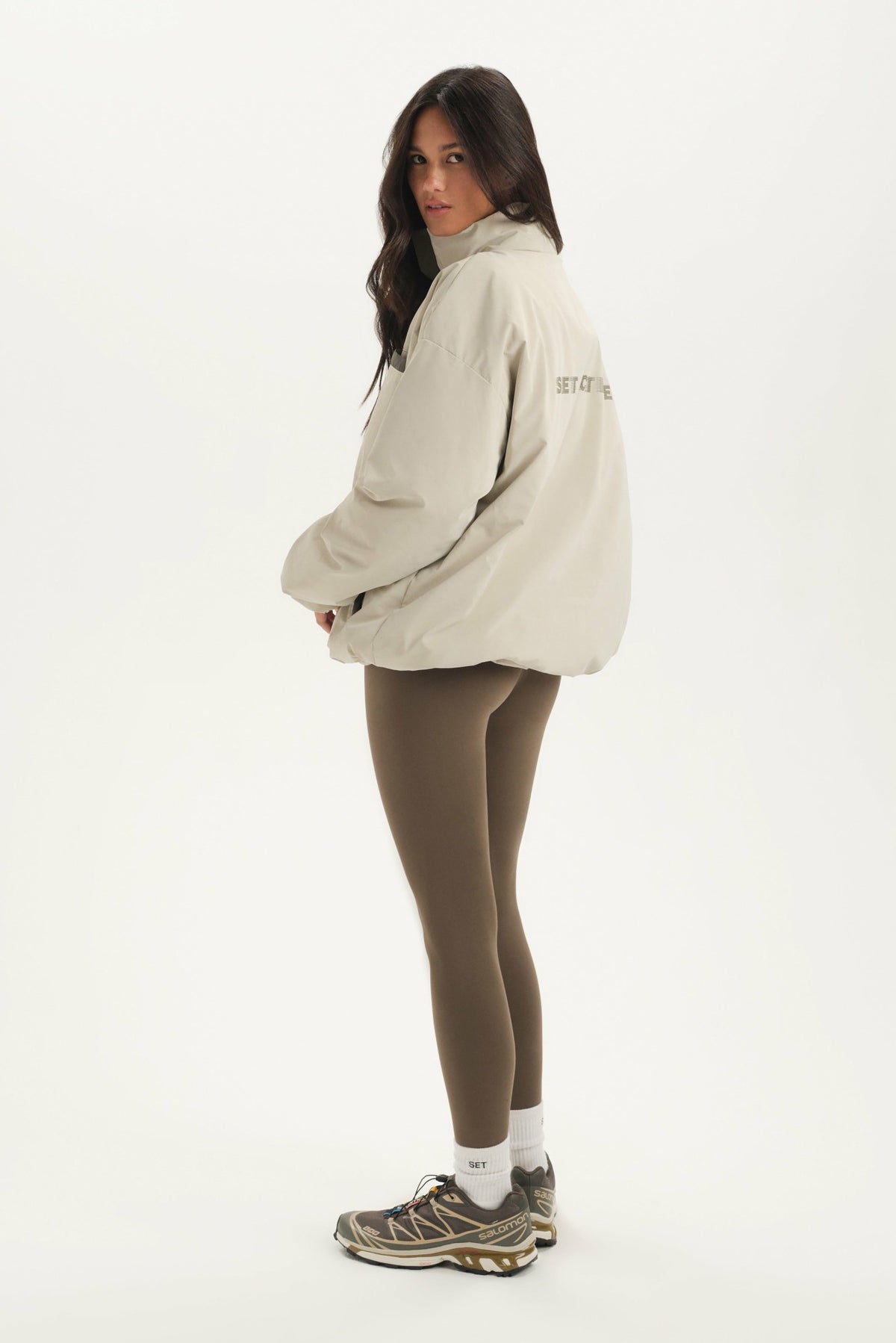 NYLON PUFF QUARTER SNAP JACKET - SPARROW | SET ACTIVE
