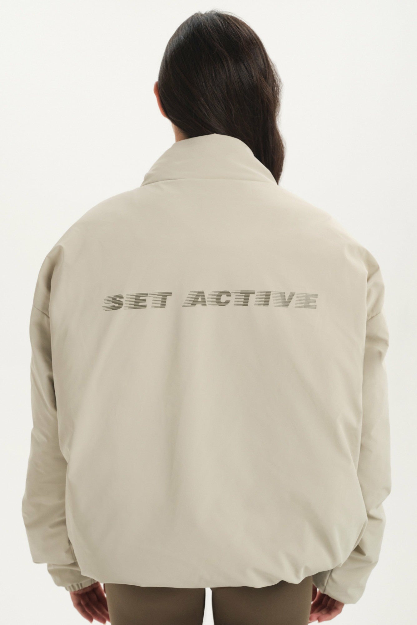 NYLON PUFF QUARTER SNAP JACKET - SPARROW | SET ACTIVE