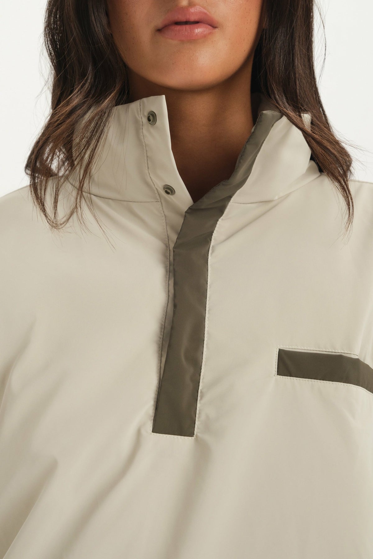 NYLON PUFF QUARTER SNAP JACKET - SPARROW | SET ACTIVE