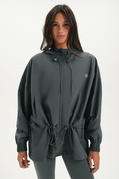 NYLON TRACK CINCHED WINDBREAKER - MAST | SET ACTIVE