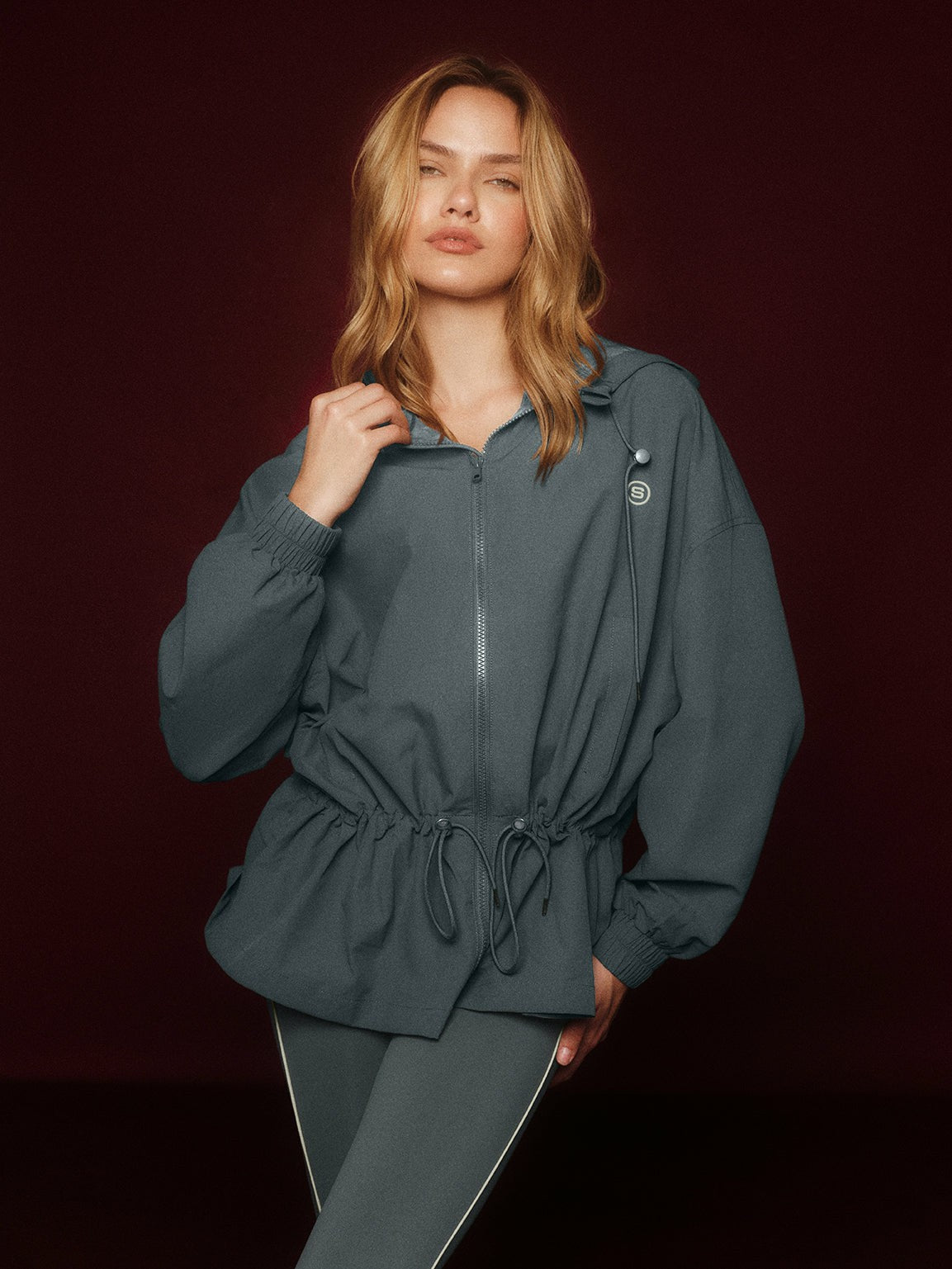 NYLON TRACK CINCHED WINDBREAKER - MAST | SET ACTIVE