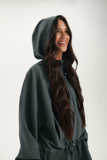 NYLON TRACK CINCHED WINDBREAKER - MAST | SET ACTIVE