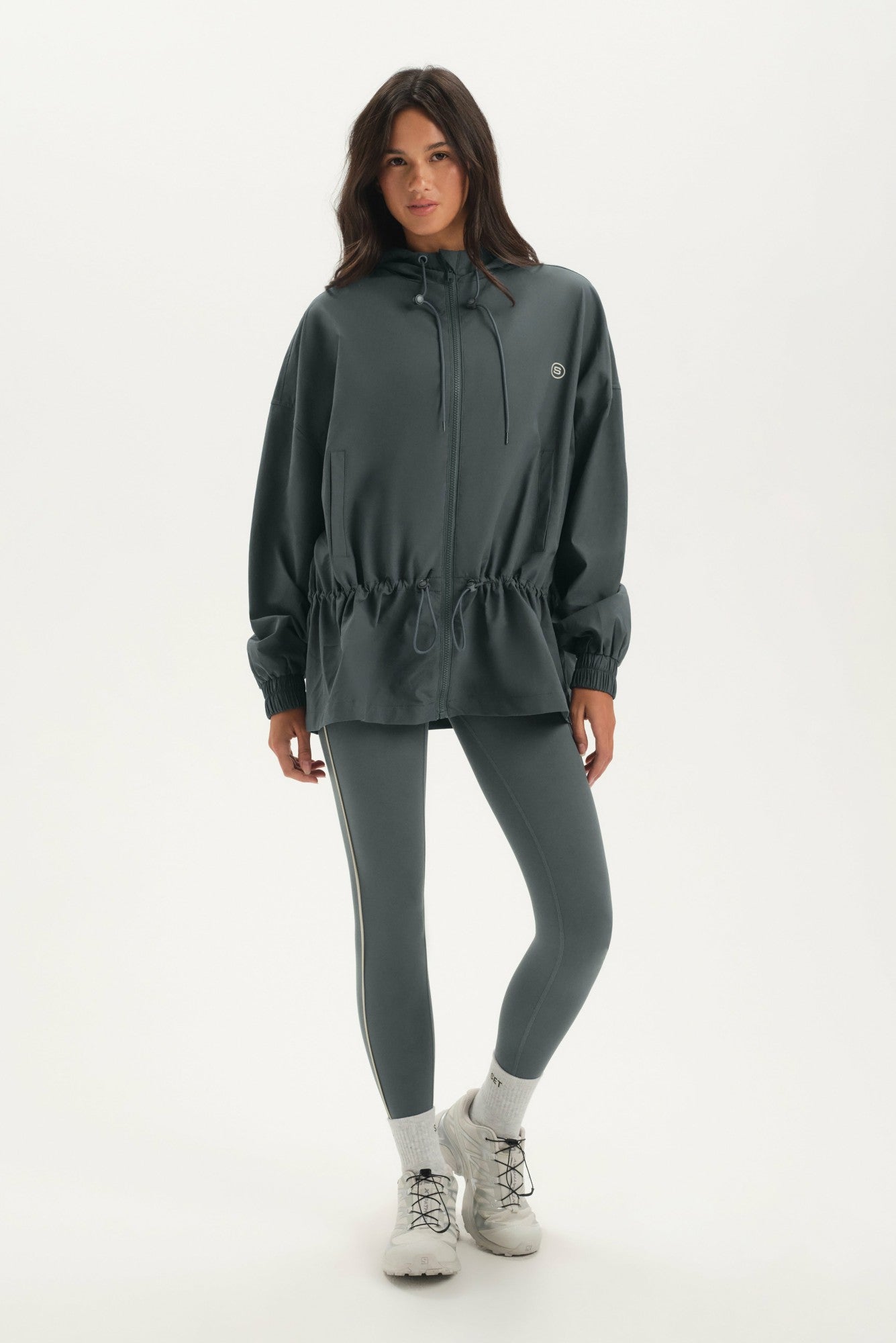 NYLON TRACK CINCHED WINDBREAKER - MAST | SET ACTIVE