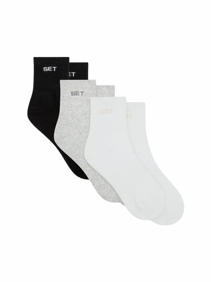 SET SHORTY SOCKS (3 PACK) - WHITE/HEATHER GREY/ONYX | SET ACTIVE
