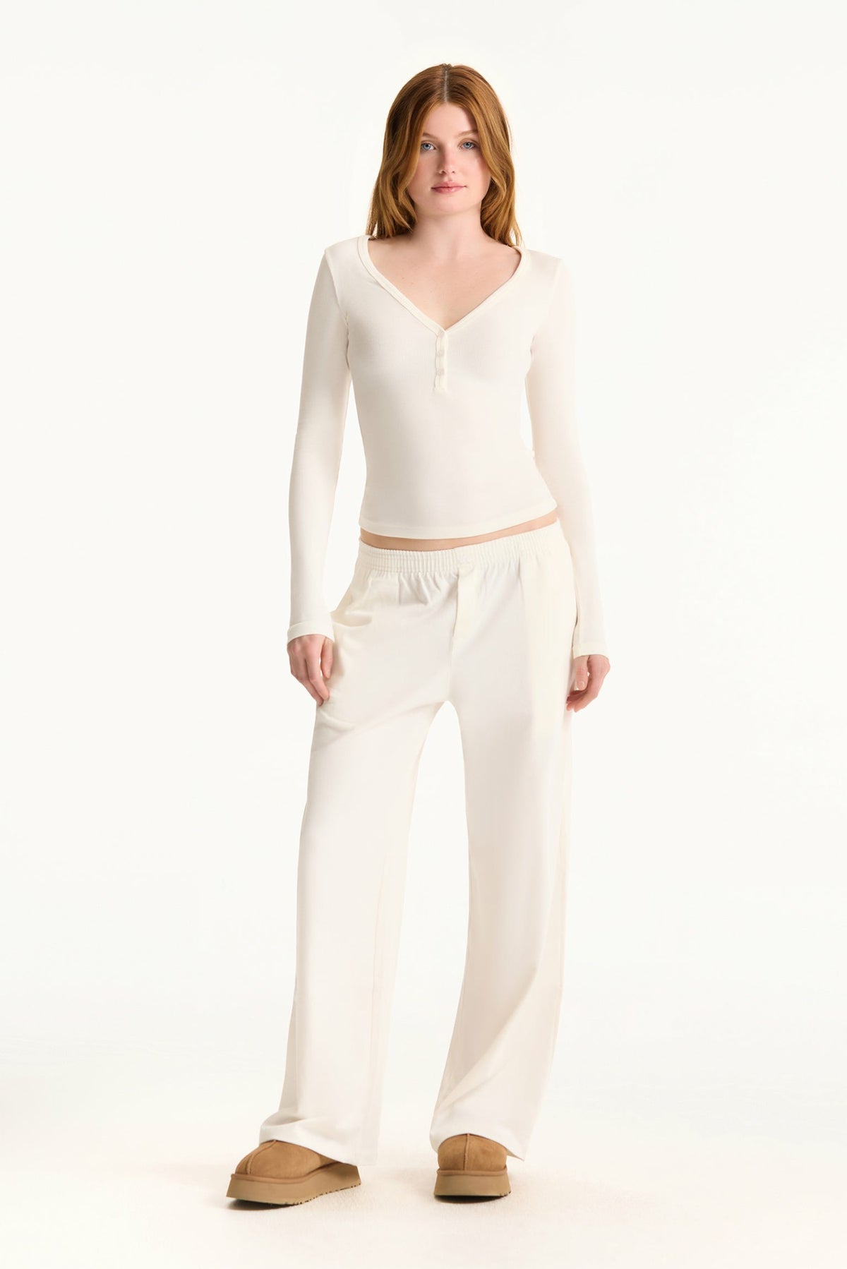 RIBBED MODAL BODY HENLEY - BLANC | SET ACTIVE