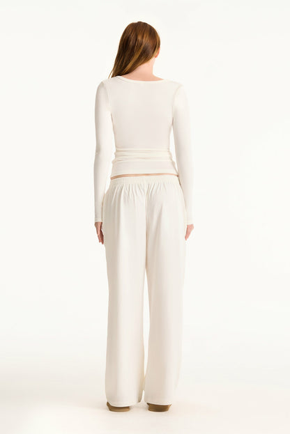 RIBBED MODAL BODY HENLEY - BLANC | SET ACTIVE