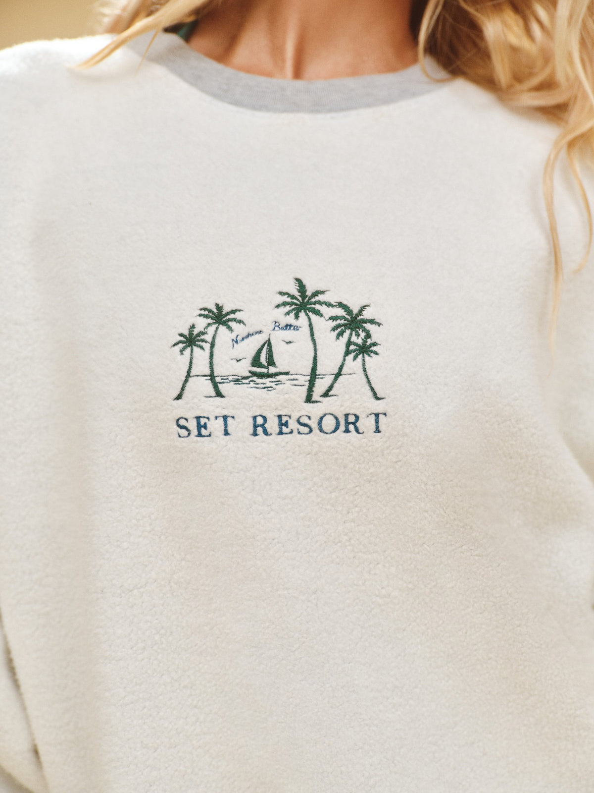 MIDWEIGHT SWEATS STAPLE SET REVERSE PALM CREWNECK - FOG HEATHER GREY | SET ACTIVE