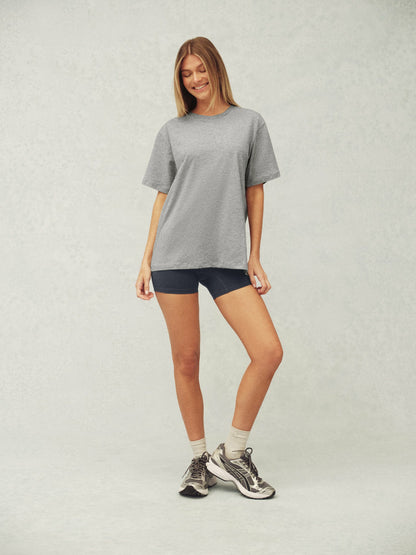 CLASSIC COTTON DAILY BOYFRIEND TEE - FOG HEATHER GREY | SET ACTIVE