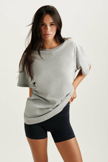 CLASSIC COTTON DAILY BOYFRIEND TEE - FOG HEATHER GREY | SET ACTIVE