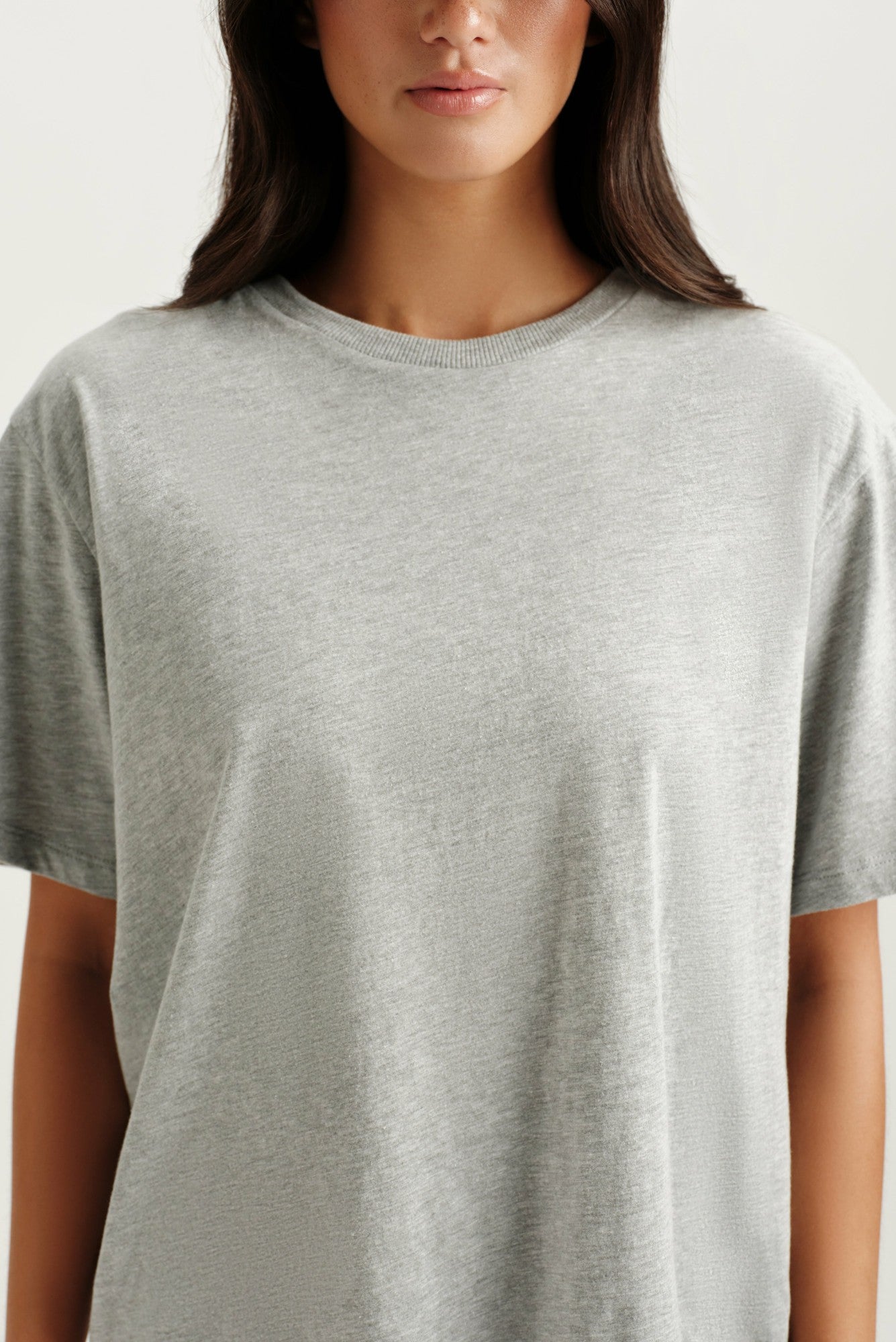 CLASSIC COTTON DAILY BOYFRIEND TEE - FOG HEATHER GREY | SET ACTIVE