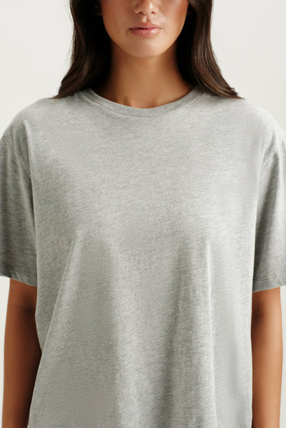 CLASSIC COTTON DAILY BOYFRIEND TEE - FOG HEATHER GREY | SET ACTIVE