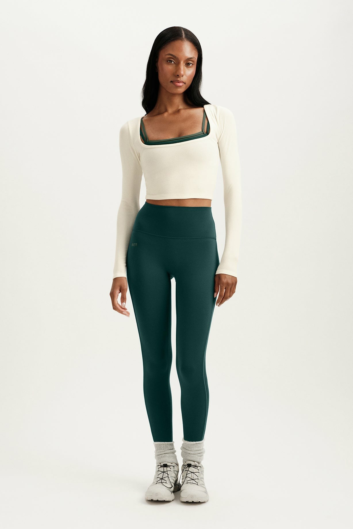 RIBBED MODAL BODY SQUARENECK LONG SLEEVE - DUST | SET ACTIVE