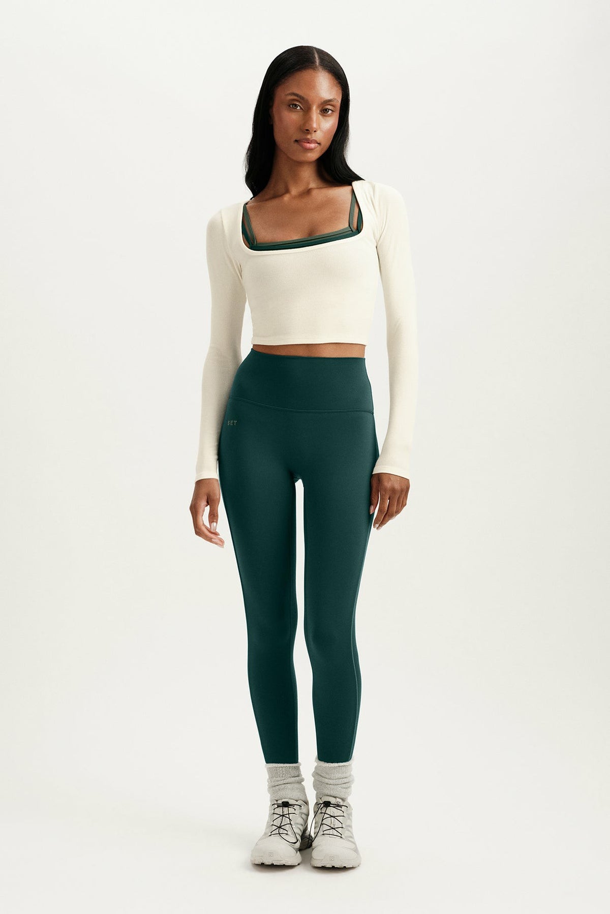 RIBBED MODAL BODY SQUARENECK LONG SLEEVE - DUST | SET ACTIVE