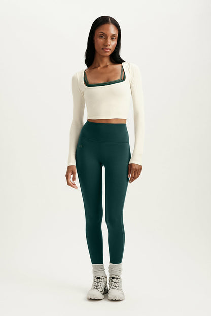 RIBBED MODAL BODY SQUARENECK LONG SLEEVE - DUST | SET ACTIVE