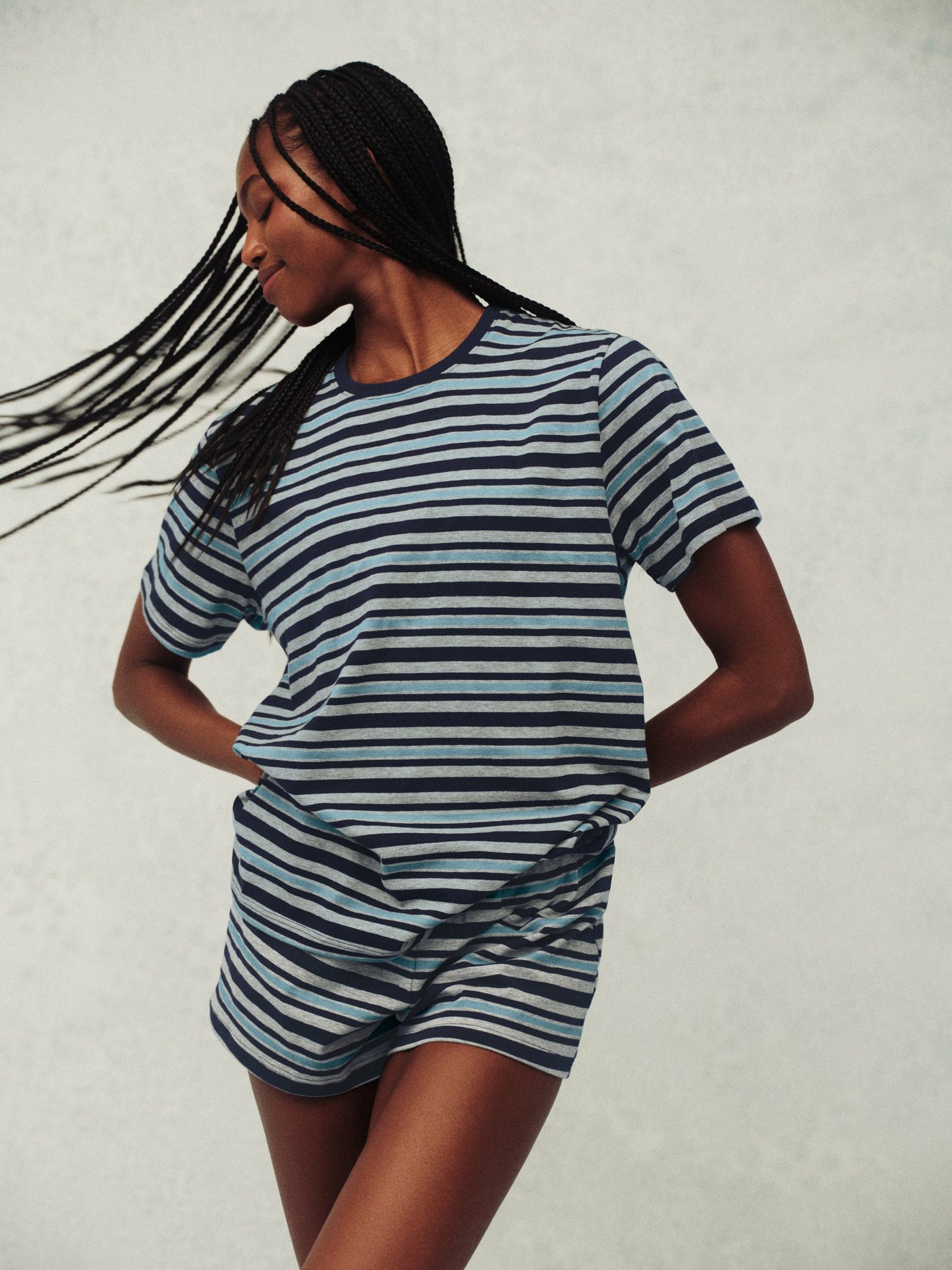 HEAVY COTTON EASY STRIPE SHORTS - WASHED | SET ACTIVE