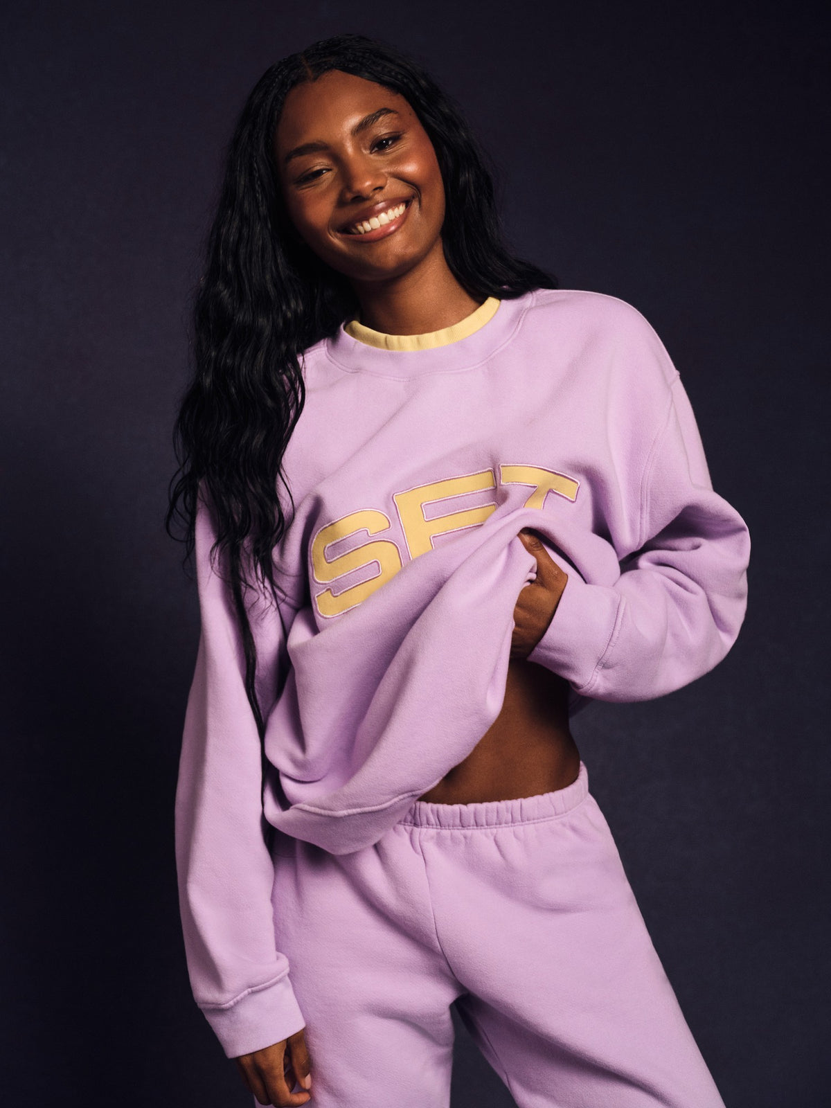 MIDWEIGHT SWEATS STAPLE SET LAYERED CREWNECK - BUTTERCREAM | SET ACTIVE
